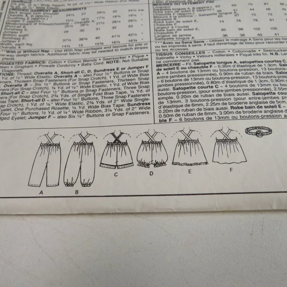McCalls 4756 EASY Clothing Patterns (complete) Overalls, Sundress, Jumper